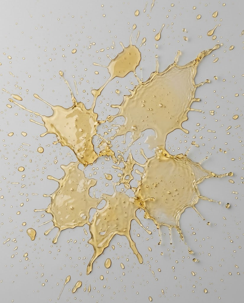 Jojoba oil splattered in droplets